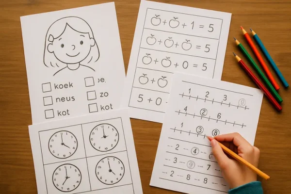 Printbare werkbladen voor taal en rekenen die leren leuk maken, thuis en in de klas